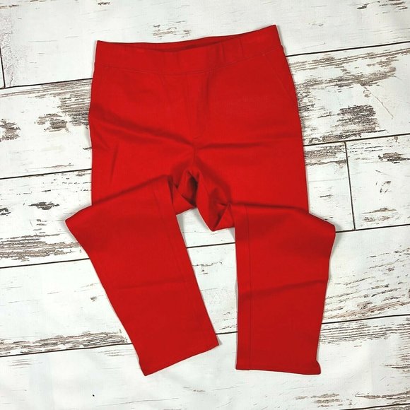 H by Halston Ultra Knit Slim-Leg Crop Pants 4 Side Slits Pull On Cardinal Red - Picture 3 of 10